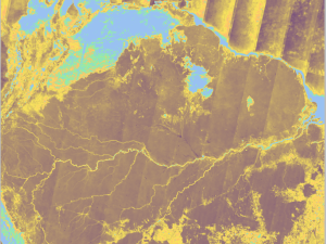 JupyterGIS aims to offer similar functionality to QGIS, but in JupyterLab! This image shows JupyterGIS visualizing GeoTIFF data; you can pan and zoom, identify features or grid cell values, and you can work collaboratively with other people on the same project in real-time!